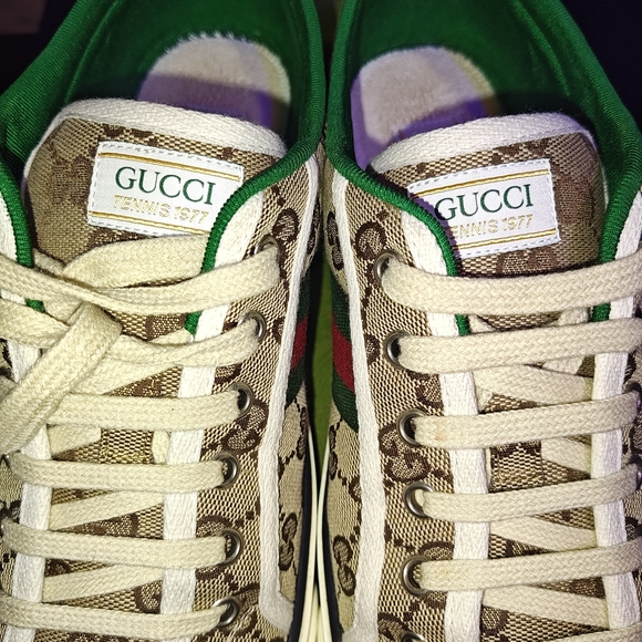 Gucci 1977 Monogram Sneakers with Red and Green Stripes - Picture 6 of 9